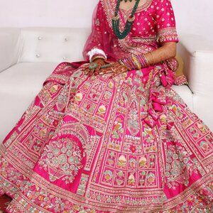 Heavy Raw Silk Rani Pink Wedding Lehenga NEGOTIABLE